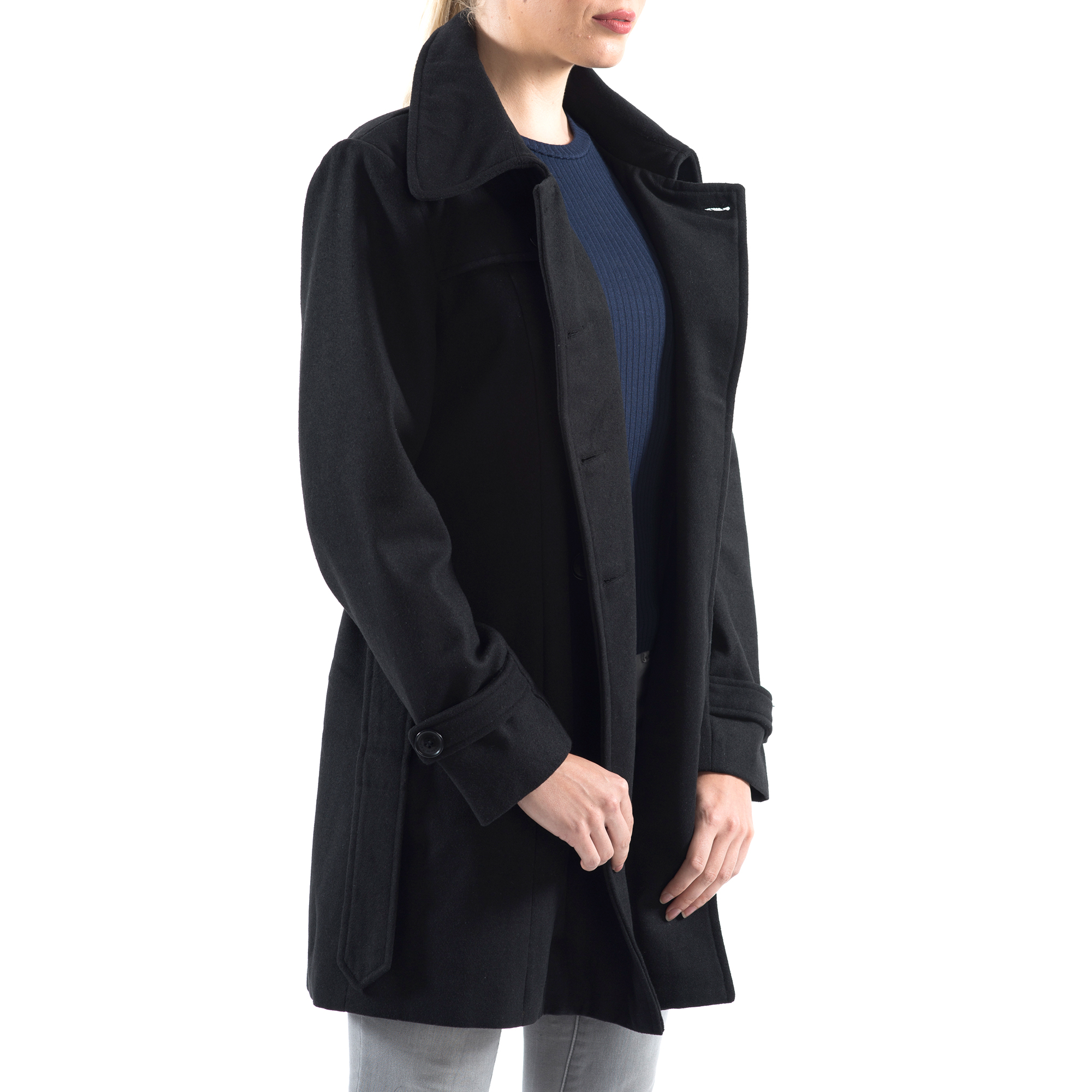 Alpine Swiss Keira Women's Trench Coat Double Breasted Wool Jacket